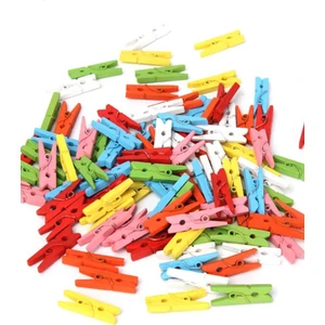 Mandal 50 Adet Renkli Ahşap Mini Mandal Süsleme Malzemesi ( 2,5 cm)