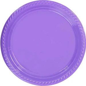 Tabak 25 Adet Renkli Plastik Tabak Doğum Günü Parti Kutlama Mor ( 22 cm )