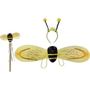 Arı Kanat Seti Kanat, Taç Ve Asa Sarı ( 70 cm * 15 cm )