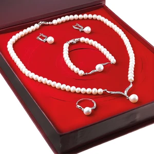 İnci Gümüş Kolye Küpe Bileklik Yüzük Takım, Set Ds38