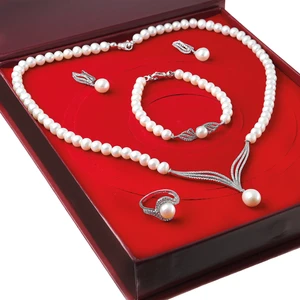 İnci Gümüş Kolye Küpe Bileklik Yüzük Takım, Set Ds40