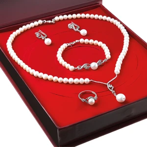 İnci Gümüş Kolye Küpe Bileklik Yüzük Takım, Set Ds41