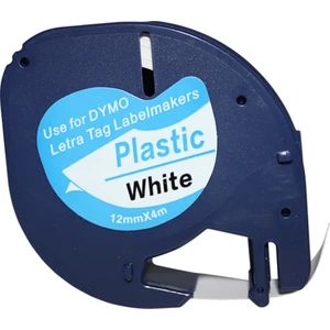 Dymo Lt Letratag Beyaz Etikete Siyah Plastik Serit 91201 12Mmx4M