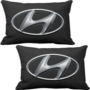 Hyundai Logo 2 li Lüks Araç Boyun Yastığı Siyah ve Ahşap Logo Anahtarlık