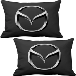Mazda Logo 2 li Lüks Araç Boyun Yastığı Siyah ve Ahşap Logo Anahtarlık