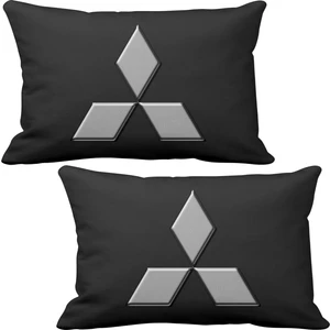 Mitsubishi Logo 2 li Lüks Araç Boyun Yastığı Siyah ve Ahşap Logo Anahtarlık