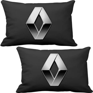 Renault Reno Logo 2 li Lüks Araç Boyun Yastığı Siyah ve Ahşap Logo Anahtarlık