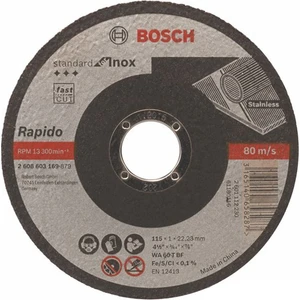 - Standard Seri Inox (Paslanmaz Çelik) İçin Düz Kesme Diski (Taş) – Rapido - Wa 60 T Bf, 115 Mm, 22,23 Mm, 1,0 Mm