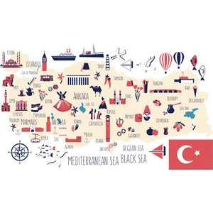 Tilki Dünyası Eğitici Türkiye Haritası Bebek ve Çocuk Odası Duvar Sticker