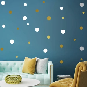 Tilki Dünyası 108 Adet Beyaz ve Altın Renk Puantiyeler Bebek ve Çocuk Odası Duvar Sticker