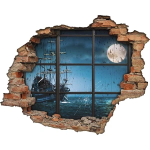 Deniz, Gemi Ve Kırık Cam 3D Görünümlü Duvar Sticker