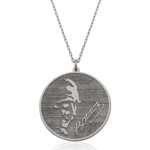 Gümüş Kemal Atatürk İmzası ve Silüeti Kolye