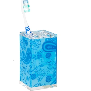 Diş Fırçalık Mavi Çiçekli Kumaş Desenli Banyo Aksesuarı