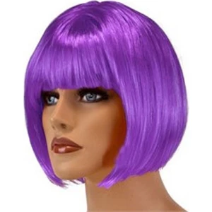 Kısa Mor Peruk Küt Saç