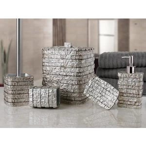 By Selim Stone 5 Parça Polyester Banyo Seti - Gümüş
