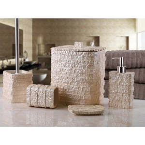 By Selim Stone 5 Parça Polyesyer Banyo Seti - İnci