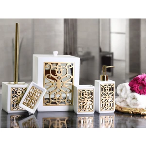 By Selim Sofia 5 Parça Polyester Banyo Seti - Beyaz/Altın