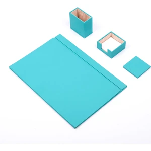 Güner Ofis Deri Sümen Takımı Turkuaz 4 Parça