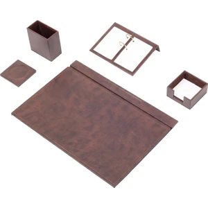 Güner Ofis Deri Sümen Takımı Kahve 5 Parça