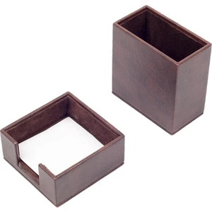 Güner Ofis Deri 2 Parça Masaüstü Seti Seti Kahve Kalemlik Ve Notluk