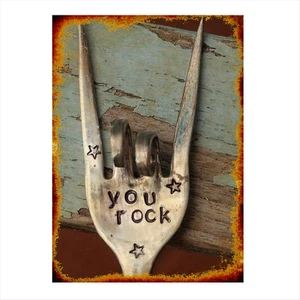 Ahşap Tablo You Rock İşareti