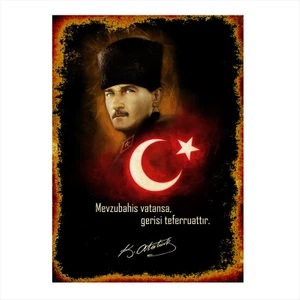 Ahşap Tablo Bayrak Atatürk Söz