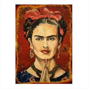Ahşap Tablo  Frida Kahlo Self