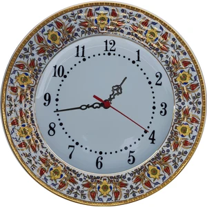Armada Çini PRT 62 25 Cm Sarı  Altın Yaldızlı Lale karanfil Desenli  Porselen  Çini saat