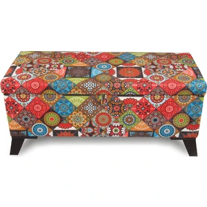 Armi Puf Kırmızı Mandala Desenli Sandıklı Puf Amortisörlü