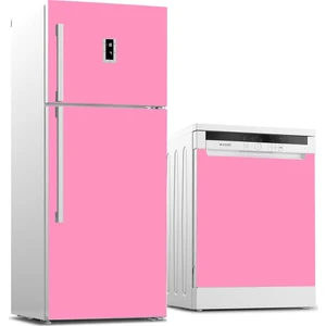 Tilki Dünyası Buzdolabı ve Bulaşık Makinesi Kaplama Sticker 541 Pembe