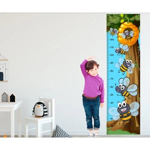 Tilki Dünyası Bal Toplayan Sevimli Ayıcıklar Doğa Konsept Boy Cetveli Sticker