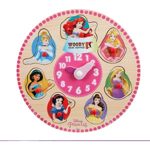 Disney Prensesler 7 Parça Ahşap Raptiyeli Bul Tak Yapboz Saat