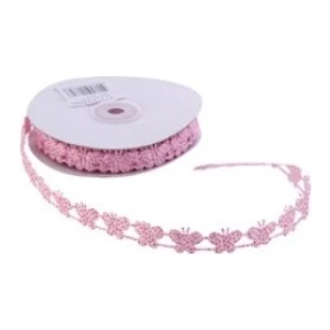 Miray Süs Kurdela Kelebekli Simli 2Cm Pembe 60 Metre