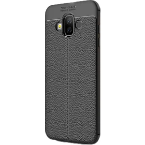 Samsung Galaxy J7 Duo Kılıf Niss Silikon Deri Dokunuşlu Siyah