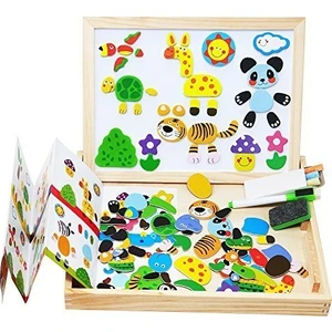 Okul Öncesi Mıknatıslı Yazı Çizim Tahtası Ayıcıklı Forest Animals Magnetic Puzzle