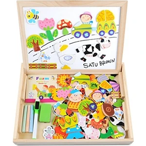 Okul Öncesi Mıknatıslı Yazı Çizim Tahtası Farm Magnetic Puzzle