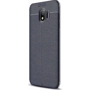 Samsung Galaxy J4 Kılıf Niss Silikon Deri Dokulu Kapak Lacivert
