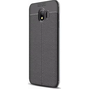 Samsung Galaxy J4 Kılıf Niss Silikon Deri Dokulu Kapak Siyah