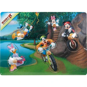 Mickey Mouse Ve Arkadaşları 5 Parça Tutmalı Ahşap Bul Tak Yapboz Bisiklet Gezisi