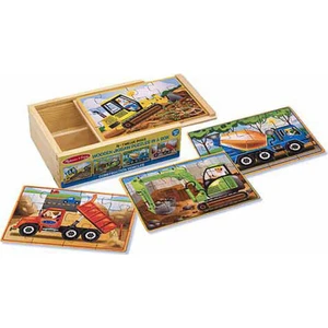Ahşap 12x4 Yapboz Seti - İnşaat Araçları