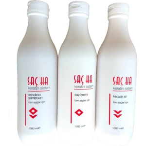 SAÇ HA Keratin Sistem Brezilya Fönü Kalıcı Saç Düzleştirme Keratin Bakım 3x1000 ml Şampuan Krem Jel