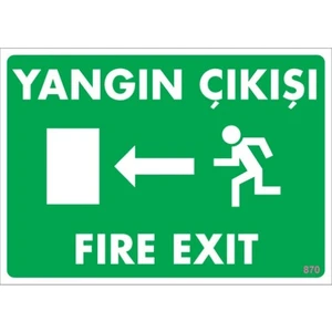 Uyarı Levhaları ''Yangın Çıkışı- Sol'' Pvc 25*35