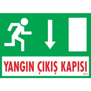 Uyarı Levhaları ''Yangın Çıkış Kapısı -Aşağı'' Pvc 25*35
