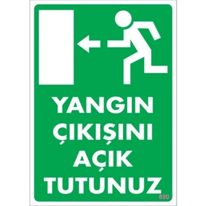 Uyarı Levhaları ''Yangın Çıkışını Açık Tutunuz - Sol'' Pvc 25*35
