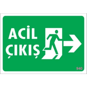 Uyarı Levhaları "Acil Çıkış - Sağ  " Pvc 17,5*25