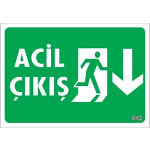 Uyarı Levhaları "Acil Çıkış - Aşağı" Pvc 17,5*25