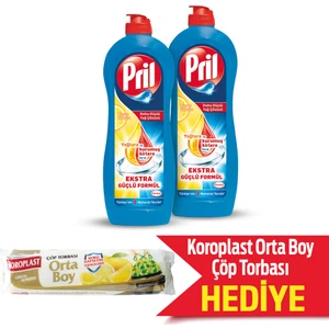 Sıvı Bulaşık Deterjanı 675 ml 2li Paket + Koroplast Orta Boy Çöp Poşeti