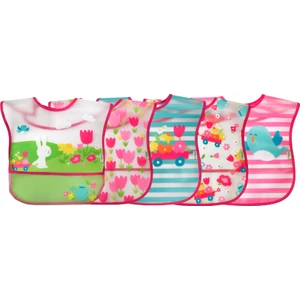 Su Geçirmez Eva Kumaş Bebek Cırtlı Mama Önlüğü 5'li Paket