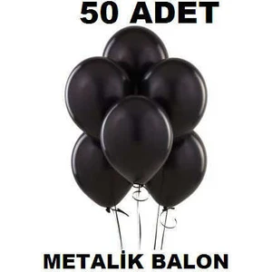 Metalik Siyah Balon 50 Adet