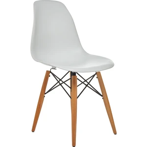 Beyaz Eames Sandalye - Natural Ahşap Ayaklı